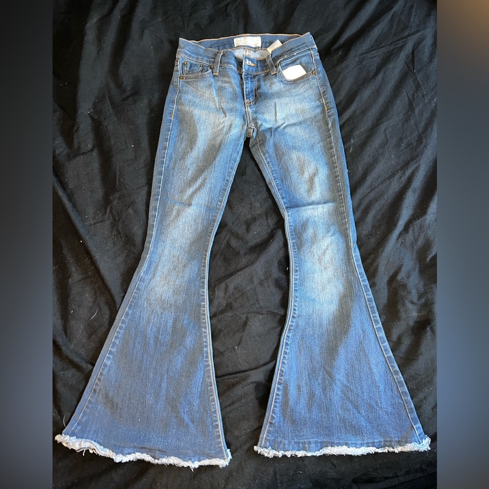 Free People Bell Bottom Flare Blue Jeans Size 25